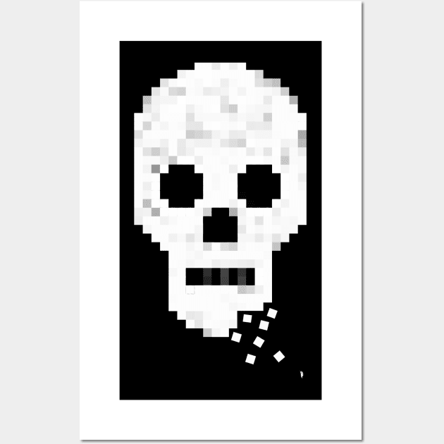 Retro skull, pixelated skull. Wall Art by Bird